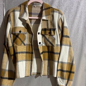 Plaid Tan and Black Women's Jacket